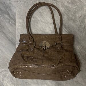 Jennifer Lopez Glossy Brown Shoulder Bag